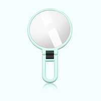 Hot Sale Portable Pocket Make-up Mirror Double-sided Cosmetic Magnifying Mini Round Foldable Silver Finish Handle Mirror