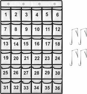 Organizador de Teléfonos para Aula, 36 Bolsillos Numerados, Bolsa de Almacenamiento Colgante Azul para Teléfonos Celulares y Calculadoras con Ganchos de Acero - Product Image 2
