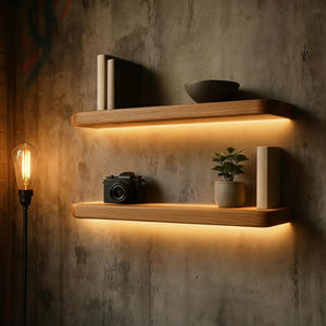 رفوف عرض عطر خشبية صلبة اسكندنافية مخصصة أرفف طافية لسوبر ماركت مع إضاءة للمتاجر حاصلة على شهادة CE SAA RoHS - Product Image 2