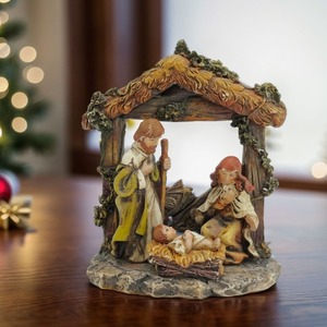 Mini Christmas Crib Nativity Jesus Decoration Home Decor Catholic Resin Craft Christmas <strong>Easter</strong> <strong>Ornament</strong> - Product Image 2