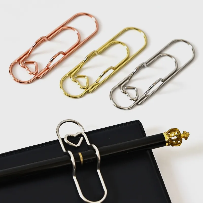 Hot selling Metal love pen hand account heart-shaped pen buckle writing holder clip pen hanging