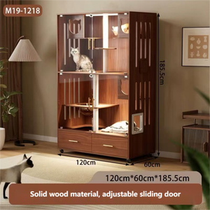 Maison pour chat d'extérieur en bois massif de luxe extra large et moderne avec un design durable, espace libre et motif animal - Product Image 6