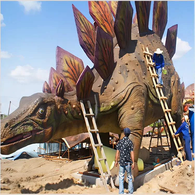 쥬라기 공원 테마 육식 스피노사우루스 공룡 쇼핑몰 및 공항을위한 크고 큰 금속 및 수지 실내 공룡