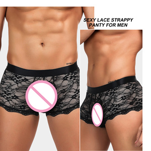 Sexy Slip Modellante Nero in Pizzo con Bretelle per Uomo, Mutande Imbottite Push-up, Intimo Maschile Gay - Product Image 2