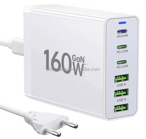 160W <b>USB</b> C Multi Port Desktop Charging Station 65W GaN Super Fast Charging <b>Socket</b> Portable Smart Phone AC Adapter - Product Image 2