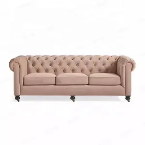 Классическая мебель для гостиной, гостиница chesterfield, современный мягкий диван из розовой бархатной ткани