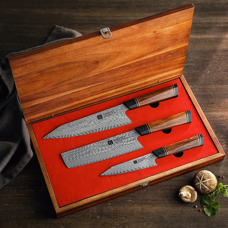 67 strati in acciaio di damasco di fascia alta Desert iron manico in legno ristoranti cucina Sharp Chef Knife set con scatola di legno