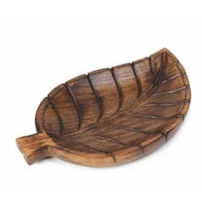 Heißer Verkauf kreative Platte Blattform Snack Tablett natürliche Holz Essen Platte dekorative Platte