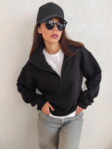 Última nueva moda mujer Zip Up sudadera Mock Neck sudadera - Product Image 4