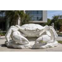Grande statue de crabe en marbre naturel, sculptée à la main, en marbre blanc, décoration de jardin extérieur, sculpture à vendre