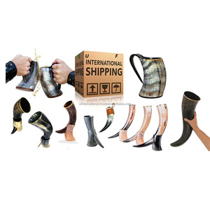 ฮอร์นดื่มเยี่ยมพร้อมขาตั้งเชือกโลหะและขาตั้ง4ชิ้นสีน้ำตาลสีน้ำตาลคุณภาพสูง - Product Image 4