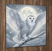 Plaque Métallique Carrée Renard Rouge Hivernal dans la Neige, 20x20cm, Décoration Murale Nordique en Étain sur le Thème de la Faune, Décoration de Noël Chaleureuse Forêt au Clair de Lune