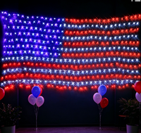 Guirlandes lumineuses drapeau américain avec 390 LED, étanches, rouge, blanc, bleu, décorations LED USA pour extérieur, jardin, fenêtre
