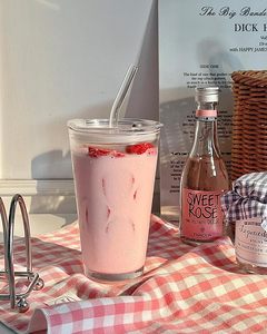 Vasos Bonitos para Café Helado, Vasos de Vidrio Estéticos, Vaso Térmico para Café, Vaso de Agua de 15 oz con Pajita y Tapa - Product Image 4