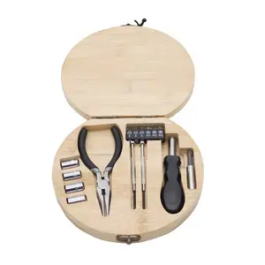 Eco-Friendly Circular Bamboo Wood Storage Carrying Case Household Mini Portable Hardware Hand Tool Set 4.5 Inch Long Nose Plier