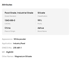 Silicate de magnésium de qualité alimentaire MgSiO3 Poudre blanche CAS 1343-88-0 Agent anti-agglomérant pour la transformation des additifs alimentaires - Product Image 6