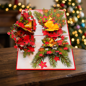 Vente en gros de cartes 3D Pop-up tendance en papier artisanal vietnamien, motif Poinsettia de Noël, impression offset, cadeaux et artisanat Viet-craft - Product Image 3
