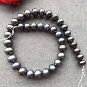 Perlas redondas de agua dulce, perlas barrocas auténticas sueltas de color negro de 10MM, venta al por mayor, para fabricación de joyas DIY, pulsera y collar - Product Image 2