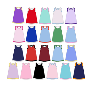 ชุดเดรสเด็กผู้หญิงสีพื้นแบบลำลองสำหรับฤดูร้อน ดีไซน์ขอบหยัก แต่งระบายชายกระโปรง ทรงเอไลน์ เข้าชุดกับพี่สาว - Product Image 2