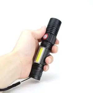 High Powerful 1200 Lumen T6 Waterproof Tactical LED Flashlight Light COB 2 in1 USB Rechargeable Portable Torch Light Magnetic