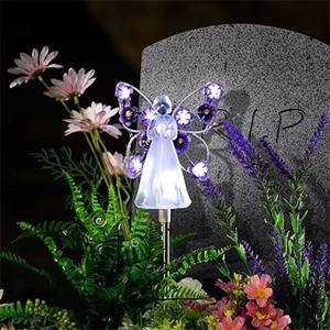 Nouvelles lampes solaires Angel Lights pour décoration extérieure de jardin, cadeau de pendaison de crémaillère, piquet lumineux LED pour cimetière, pelouse, cour, patio, lampe solaire de nuit - Product Image 1