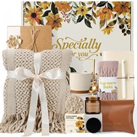 Coffret Cadeau Confort Chaleureux avec Couverture Tricotée, Bougie Parfumée, Carnet et Mug pour Femme – Anniversaire, Remerciement, Fêtes, Soins Personnels