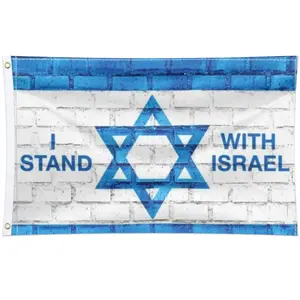 Nx diskon besar produk Israel ukuran kustom dengan Logo bendera Israel 3x5 cetak promosi bendera Israel besar untuk dekorasi