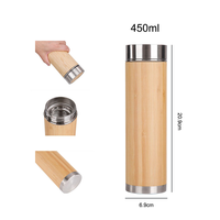 Disesuaikan 500ml bambu baja tahan karat vakum dinding ganda kayu botol air panas Mug dengan tutup anti bocor