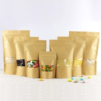 Sacs de conservation alimentaire refermables en papier kraft brun avec fermeture éclair, plusieurs tailles, thermoscellables, avec fenêtre transparente