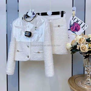 Traje <span class=keywords><strong>de</strong></span> tweed a cuadros <span class=keywords><strong>de</strong></span> dos piezas para <span class=keywords><strong>mujer</strong></span>, <span class=keywords><strong>chaqueta</strong></span> <span class=keywords><strong>de</strong></span> manga larga <span class=keywords><strong>con</strong></span> <span class=keywords><strong>falda</strong></span>, conjunto <span class=keywords><strong>de</strong></span> <span class=keywords><strong>Chaqueta</strong></span> corta y <span class=keywords><strong>falda</strong></span> <span class=keywords><strong>de</strong></span> moda <span class=keywords><strong>de</strong></span> invierno - Product Image 4