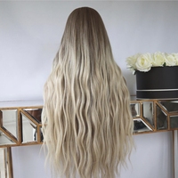 Perruque complète ondulée couleur Ombré Brun Cendré, extension de cheveux en U, sans dentelle, à clipser, en cheveux humains vierges Remy