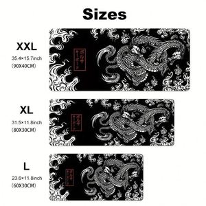 Extended <b>Gaming</b> <b>Mouse</b> <b>Pad</b> Dragon Design Black White Fabric Waterproof Rectangular 1000x500mm Stitched Edge Desktop Use Stock - Product Image 3
