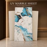 Panneau mural décoratif en PVC brillant MORLENX, imitation marbre UV, agate bleu turquoise et or blanc, pour décoration intérieure de luxe