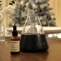 Diffuseur d'arômes portable rechargeable par USB Aroma360 en bois véritable à ultrasons - Modèle de table, 1 an de garantie, sans eau, faible bruit, pour la maison