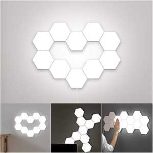 Lampe murale intelligente hexagonale à LED blanche en stock aux États-Unis, avec design géométrique hexagonal modulaire tactile quantique, amovible - Product Image 1