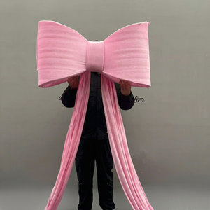Lazo Gigante de Terciopelo Rosa Liso, Accesorio Decorativo para Centros de Mesa y Decoraciones de Mesa para Bodas - Product Image 1