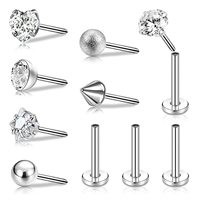 Prix de gros Gaby, barres en titane sans filetage G23, piercings corporels, boucles d'oreilles à dos plat, 18g, en titane, clous de labret, bijoux à poussoir