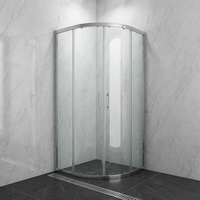 Cabine de douche en verre à double battant coulissant, finition or brossé, pour villa et salle de sport, avec roulettes à glissement fluide