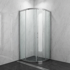 Cabina de ducha de vidrio con bisagras de doble paso, acabado dorado cepillado, para villas y gimnasios, con <span class=keywords><strong>ruedas</strong></span> de deslizamiento suave - Product Image 1