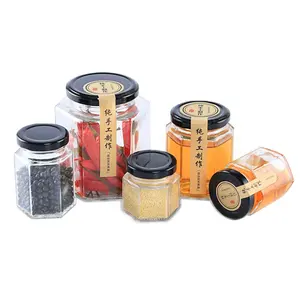 100毫升透明六角形玻璃蜂蜜罐批发 720毫升玻璃瓶蜂蜜果酱