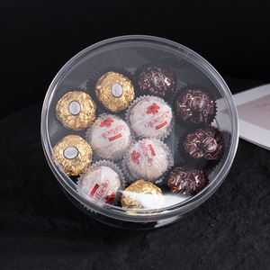 Boîte de rangement ronde en plastique transparent avec couvercle, récipient alimentaire transparent pour bonbons, biscuits, chocolat, emballage cadeau, présentoir - Product Image 5