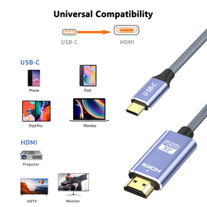 Chất Lượng Cao Cấp 4K 30Hz 60Hz <span class=keywords><strong>USB</strong></span> C Để Cáp <span class=keywords><strong>HDMI</strong></span> Vàng-Mạ Loại C 3.1 Để <span class=keywords><strong>HDMI</strong></span> Chuyển Đổi Adapter Cho Máy Tính Xách Tay Nylon Bện - Product Image 5