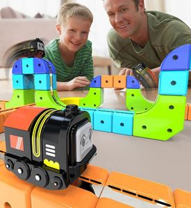 Jouets de construction éducatifs en plastique, train à grande vitesse, blocs de construction, voitures, cadeaux pour enfants, train électrique magique, ensembles de jouets en cubes - Product Image 5