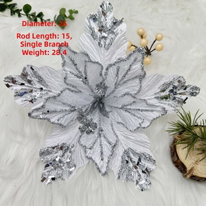 Fleur de Noël artificielle en velours de haute qualité de 26 cm, vente en gros, <span class=keywords><strong>pour</strong></span> mariage, fête, décoration de la <span class=keywords><strong>maison</strong></span>, fleur de Noël - Product Image 2