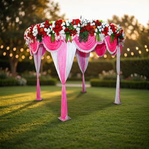 Mandap artificiel festonné rouge cramoisi élégant - Product Image 2