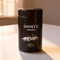 Boîte en fer blanc personnalisée 73x73mm, qualité alimentaire, hermétique, volume 50ml, pour poudre de matcha, thé, café, bonbons, placage noir