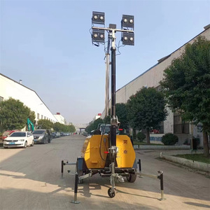 Mobile <b>Light</b> Tower 9M Diesel Powered LED <b>Lighting</b> For Mining Construction Sites Yellow Steel Base With E27 Bulb Base - Product Image 1