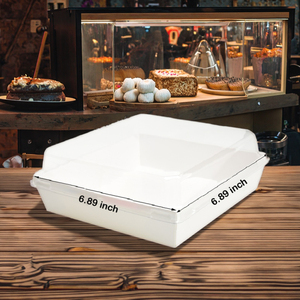 Hộp đựng thức ăn hình vuông dùng một lần, nắp trong suốt, chất liệu giấy bìa cứng màu trắng, dùng cho bánh ngọt, bánh macaron, bánh sandwich, bánh quy, bánh gato - Product Image 2