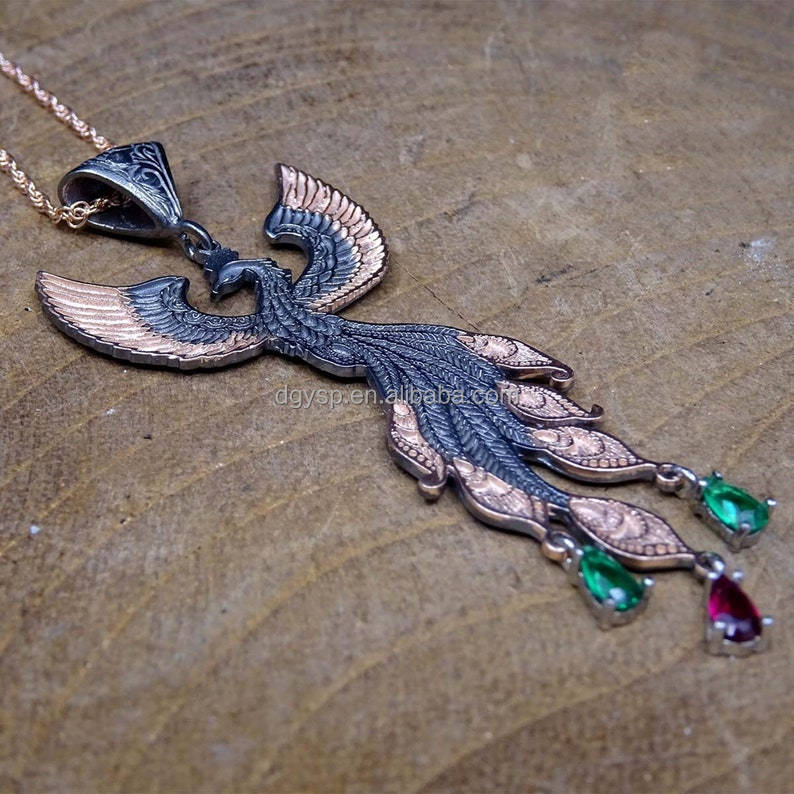 启发珠宝个性化时尚珠宝凤凰项链石榴石项链绳链独特礼品生日礼物