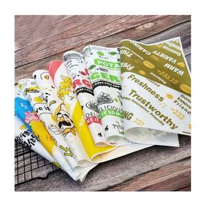 Papier alimentaire anti-graisse imprimé sur mesure 12x12, feuilles de papier blanc enduit de cire pour sandwichs, hamburgers et charcuteries - Product Image 1